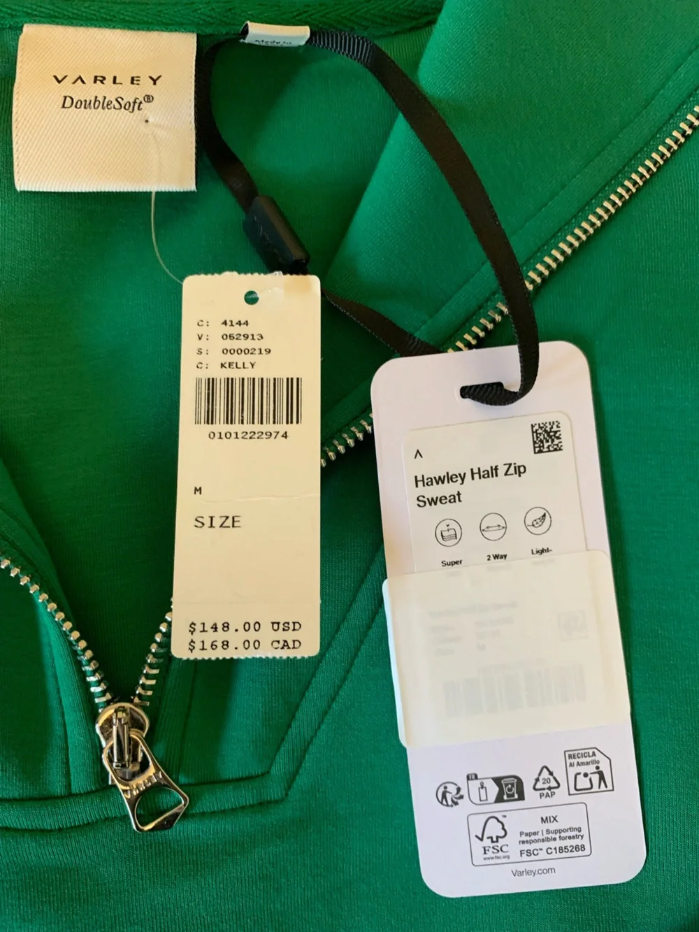 Varley Hawley Half-Zip Sweatshirt Double Soft Anthropologie sz Medium NEW green - Picture 13 of 16